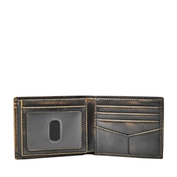 Fossil Men's Wade Leather Bi-fold Flip ID Wallet - Black