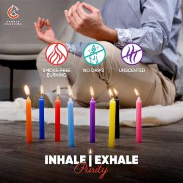 Candle Charisma 100 Multi-Colored Spell Candles - 4" Unscented Paraffin Chime Candles, Smokeless & Dripless Candles, 1.5 Hours Burn Time 0.4" Thick Taper Candles for Rituals, Witchcraft & Parties