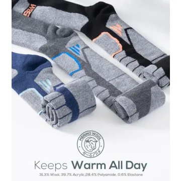 Merino Wool Ski Socks for Skiing & Snowboarding Warmth
