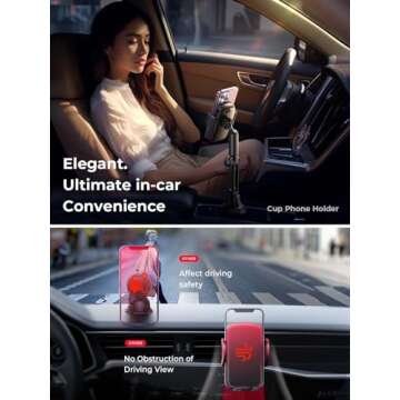 LISEN Cup Holder Cell Phone Holder for Car Mount, 2025 New Car Cup Phone Holders for Your Car Adjustable Cell Phone Holder Car Accessories Trucks Golf Cart for iPhone Samsung Google