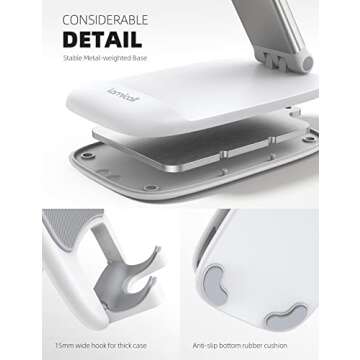 Lamicall Stand Phone Accessories, Desk Accessories - White Office Cell Phone Holder, Desktop, Office Desk Accessories, Phone Accessories, Desk Decor, Phone Accessories, Desk Accessories