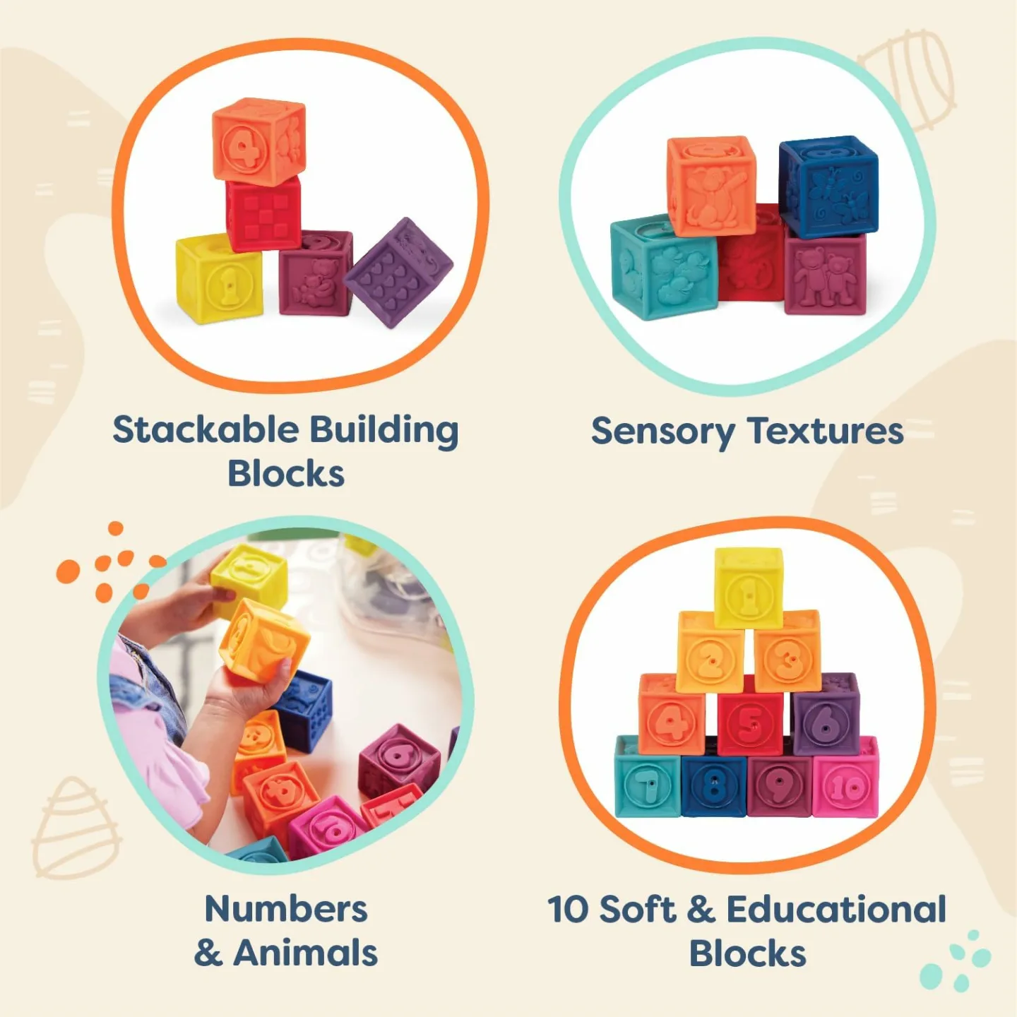 Soft Educational Baby Blocks - Learning Stacking Toys