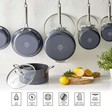 Martha Stewart Nonstick 10 Piece Cookware Set - Gray