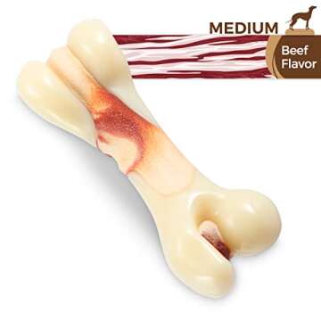 Tikaton Dog Chew Toys for Aggressive Chewers, Beef Flavor Durable Dog Teething Chew Toys Bones for Large/Medium/Small Puppies
