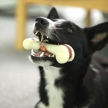 Tikaton Dog Chew Toys for Aggressive Chewers, Beef Flavor Durable Dog Teething Chew Toys Bones for Large/Medium/Small Puppies