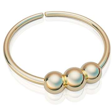 Gold Beaded Nose Ring - Dainty 8mm Hoop 24 Gauge Gold Beads Piercing – Snug 14K Gold Filled Nose P...