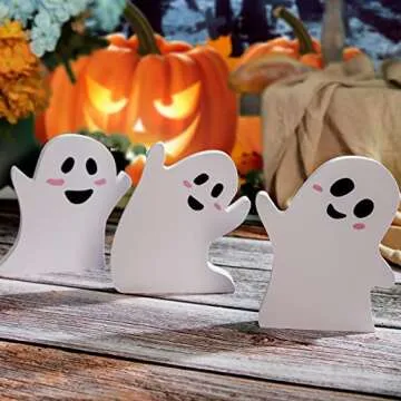 Jxueych Wooden Halloween Ghost Decor Set of 3