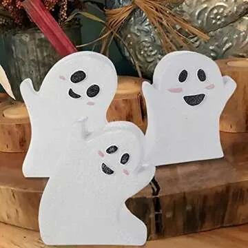 Jxueych Wooden Halloween Ghost Decor Set of 3