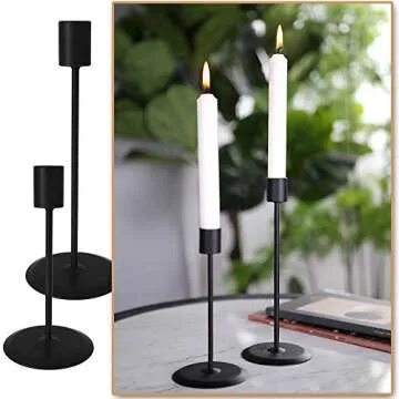 Elegant Black Candle Holders Set for Weddings and Home Decor