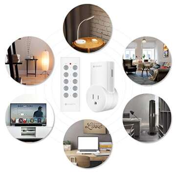 Etekcity Wireless Remote Control Outlet Light Switch for Lights, Lamps, Fans, up to 100 Feet Range, FCC & ETL Listed (Learning Code, 5Rx-2Tx)