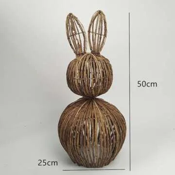 NZTGVR Rattan Bunny, Wicker Bunny, Wicker Easter Bunny Decor, Rattan Bunny Outdoor, Rattan Bunnies, Wicker Bunnies Bunny Topiary for Easter Porch Decor Outdoor/Indoor