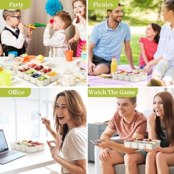 Snackle Box Container - Divided Serving Tray with Lid and Handle - Veggie Fruit Snack Tray - Snackle Box Charcuterie Container - Clear Organizer for Food, Snacks, Candy, Fruit for Travel Party Picnic