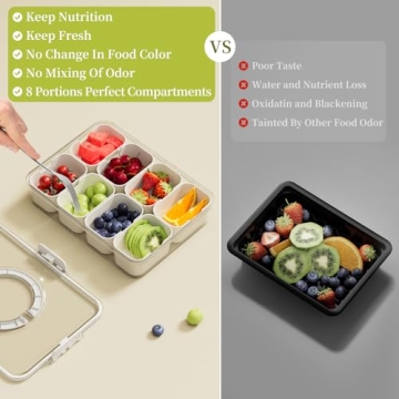 Snackle Box Container - Divided Serving Tray with Lid and Handle - Veggie Fruit Snack Tray - Snackle Box Charcuterie Container - Clear Organizer for Food, Snacks, Candy, Fruit for Travel Party Picnic