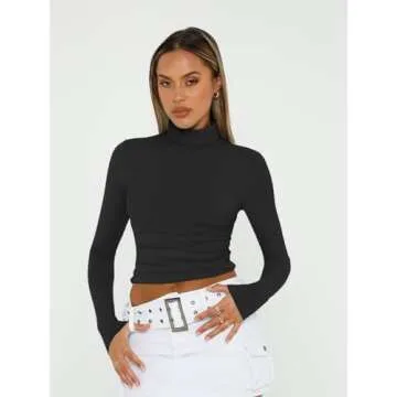 Stylish Trendy Queen Long Sleeve Turtleneck Crop Top
