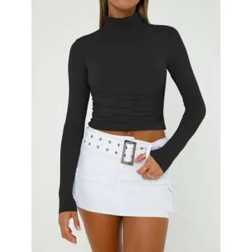 Stylish Trendy Queen Long Sleeve Turtleneck Crop Top