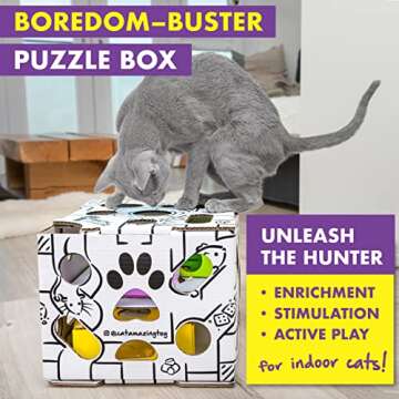 Cat Amazing Sliders – Puzzle Toy for Indoor Cats – Treat Box Interactive Maze – Enrichment Feeder – Best Cat Toy Ever!