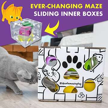 Cat Amazing Sliders – Puzzle Toy for Indoor Cats – Treat Box Interactive Maze – Enrichment Feeder – Best Cat Toy Ever!