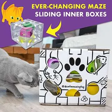Cat Amazing Sliders – Puzzle Toy for Indoor Cats – Treat Box Interactive Maze – Enrichment Feeder – Best Cat Toy Ever!