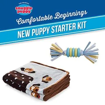 Original Snuggle Puppy Essentials Starter Kit. Heartbeat Dog Toy and Calming Aid with 3 Heat Packs, Puppy Teething Toy, Dog Chew Toy and Dog Blanket.