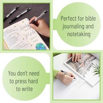 Mr. Pen No Bleed Pens, Bible Pens, Fine Tip, Black, Pack of 6