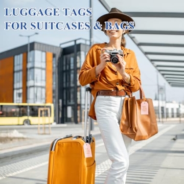 Stylish Leather Luggage Tags with Name Labels for Travel