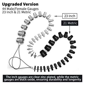 Xxzhiho Thread Checker Nut & Bolt SWTC-44 Bundle Thread Checker Nut and Bolt Checker 44 MaleFemale Thread Identifier Gauges - 23 Inch & 21 Metric Sizes (White&Black, 23 Inch & 21 Metric)