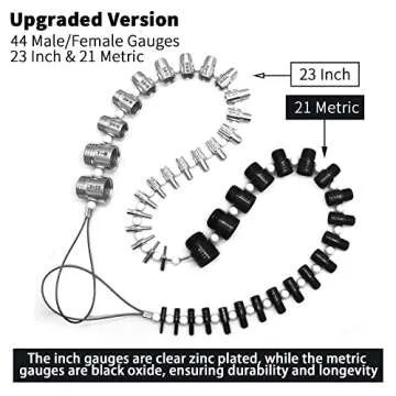 Xxzhiho Thread Checker Nut & Bolt SWTC-44 Bundle Thread Checker Nut and Bolt Checker 44 MaleFemale Thread Identifier Gauges - 23 Inch & 21 Metric Sizes (White&Black, 23 Inch & 21 Metric)