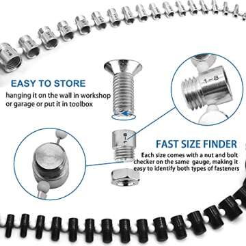 Xxzhiho Thread Checker Nut & Bolt SWTC-44 Bundle Thread Checker Nut and Bolt Checker 44 MaleFemale Thread Identifier Gauges - 23 Inch & 21 Metric Sizes (White&Black, 23 Inch & 21 Metric)