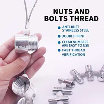 Xxzhiho Thread Checker Nut & Bolt SWTC-44 Bundle Thread Checker Nut and Bolt Checker 44 MaleFemale Thread Identifier Gauges - 23 Inch & 21 Metric Sizes (White&Black, 23 Inch & 21 Metric)