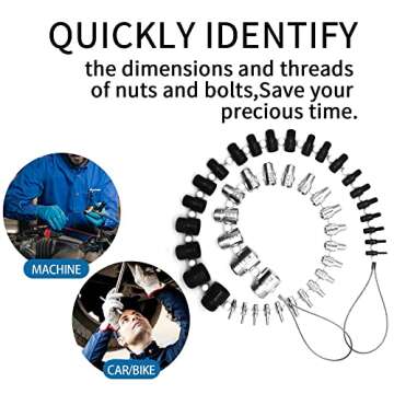 Xxzhiho Thread Checker Nut & Bolt SWTC-44 Bundle Thread Checker Nut and Bolt Checker 44 MaleFemale Thread Identifier Gauges - 23 Inch & 21 Metric Sizes (White&Black, 23 Inch & 21 Metric)