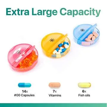 Sukuos Large Weekly Pill Organizer 2 Times a Day, Daily Pill Box 7 Day Easy to Open with Double Protection, AM PM Pill Case for Medicine/Vitamin/Fish Oil/Supplements (Clear)