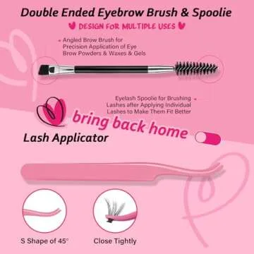 Lash Extension Kit 280Pcs Lash Clusters Eyelash Extension Kit with Lash Bond and Seal Lash Remover Lash Applicator Individual Lashes Kit Eyelash Brush Easy to Apply at Home(30D+40D-9-16mix Kit)