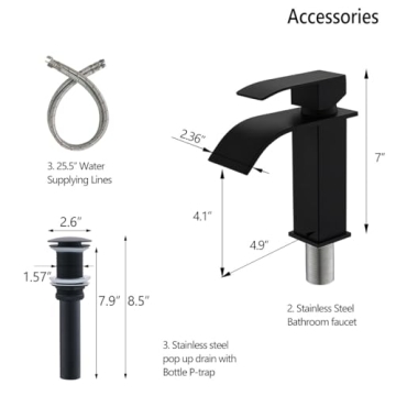 Elegant White Ceramic Bathroom Sink with Black Faucet