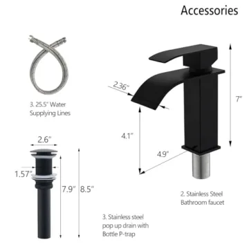 Elegant White Ceramic Bathroom Sink with Black Faucet