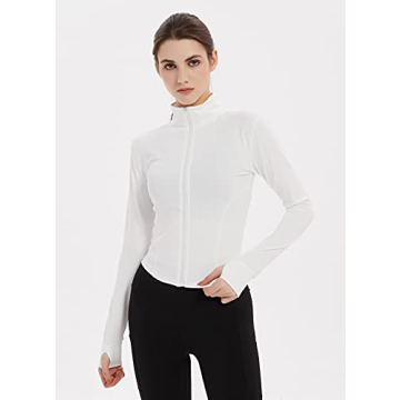 Gihuo Women's Full Zip Lightweight Workout Jacket with Thumb Holes