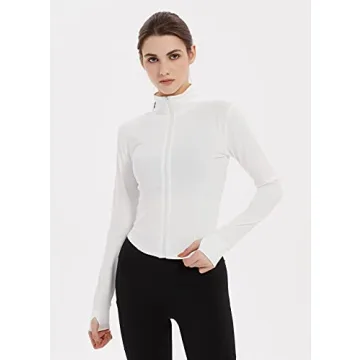 Gihuo Women's Full Zip Lightweight Workout Jacket with Thumb Holes