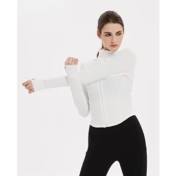 Gihuo Women's Full Zip Lightweight Workout Jacket with Thumb Holes