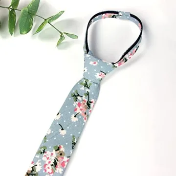 Spring Notion Boys' Cotton Floral Zipper Tie in Light Blue