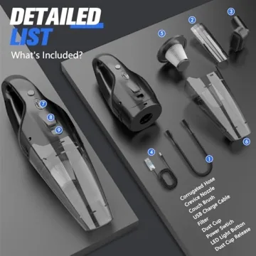 BSRCO Handheld Vacuum Cordless Rechargeable 3-in-1, Dust Busters Cordless Rechargeable with USB Charge, Car Vacuum with LED, HEPA Filter, 1.65LBs Lightweight Vacuum Cleaner for Dust, Pet Hair