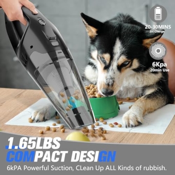 BSRCO Handheld Vacuum Cordless Rechargeable 3-in-1, Dust Busters Cordless Rechargeable with USB Charge, Car Vacuum with LED, HEPA Filter, 1.65LBs Lightweight Vacuum Cleaner for Dust, Pet Hair