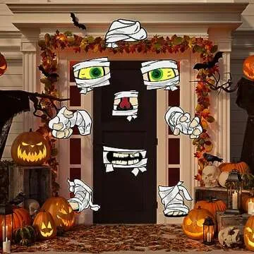 Halloween Trunk or Treat Car Decorations Kit Mummy Halloween Decor for Outdoor Archway Garage Door 9Pcs