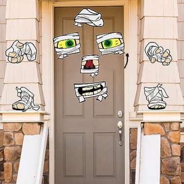 Halloween Trunk or Treat Car Decorations Kit Mummy Halloween Decor for Outdoor Archway Garage Door 9Pcs