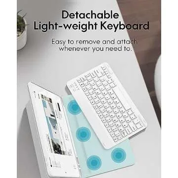 CHESONA Keyboard Case for iPad 9th Generation (2021)/8th Gen/7th Gen 10.2 Inch, Detachable Wireless with Pencil Holder Stand Folio Keyboard Cover for iPad 9th Gen/8th Gen/7th Gen 10.2”, White