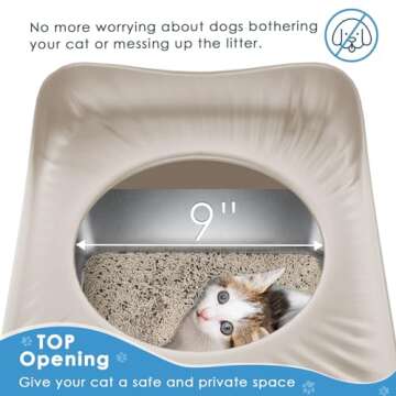 JOISTOON Stainless Steel Cat Litter Box Top Entry Extra Large Litter Boxes for Big Cats Enclosed XL Metal Litter Box with Lid, High Wall Sides Kitty Litter Pan Tray, Anti-Leakage, Easy Cleaning, Khaki