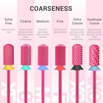 MelodySusie Safety Nail Drill Bits, 3/32'' Smooth Round Top Large Barrel Carbide Bits, Suitable for Manicure Pedicure Cuticle Gel Polishing, Beginners Bits, Pink Blossom, Series Bit-S