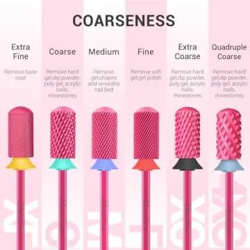 MelodySusie Safety Nail Drill Bits, 3/32'' Smooth Round Top Large Barrel Carbide Bits, Suitable for Manicure Pedicure Cuticle Gel Polishing, Beginners Bits, Pink Blossom, Series Bit-S