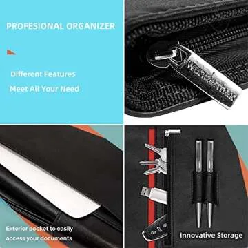 Wundermax Vegan PU Leather Portfolio with Zipper for All Careers