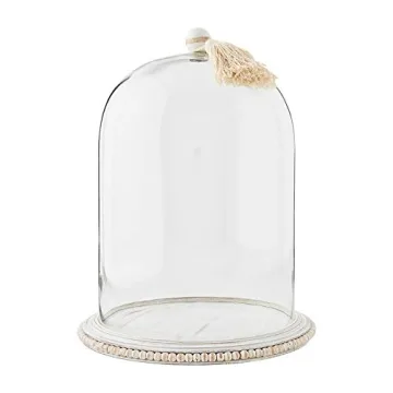 Mud Pie Large Beaded Base Decorative Cloche, White