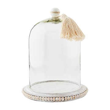Mud Pie Large Beaded Base Decorative Cloche, White