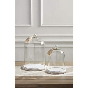 Mud Pie Large Beaded Base Decorative Cloche, White